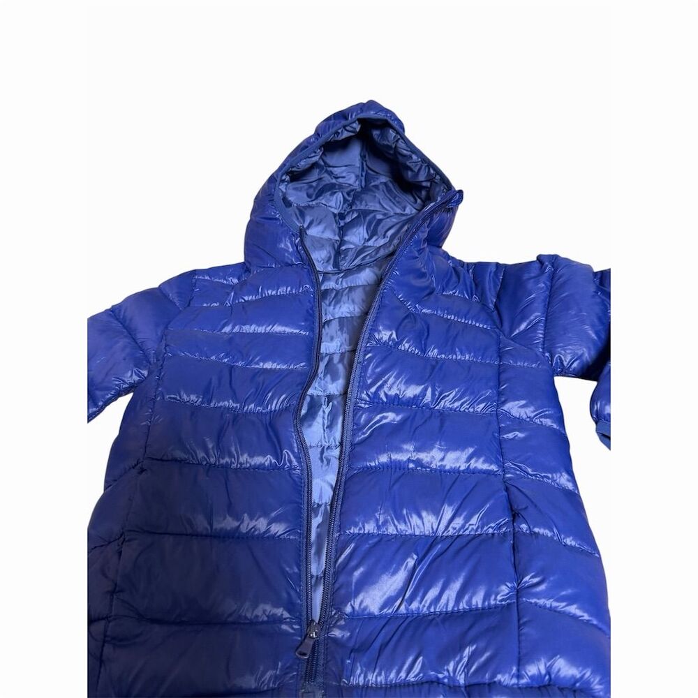 Blue Hooded Puffer Jacket Size S Winter Quilted